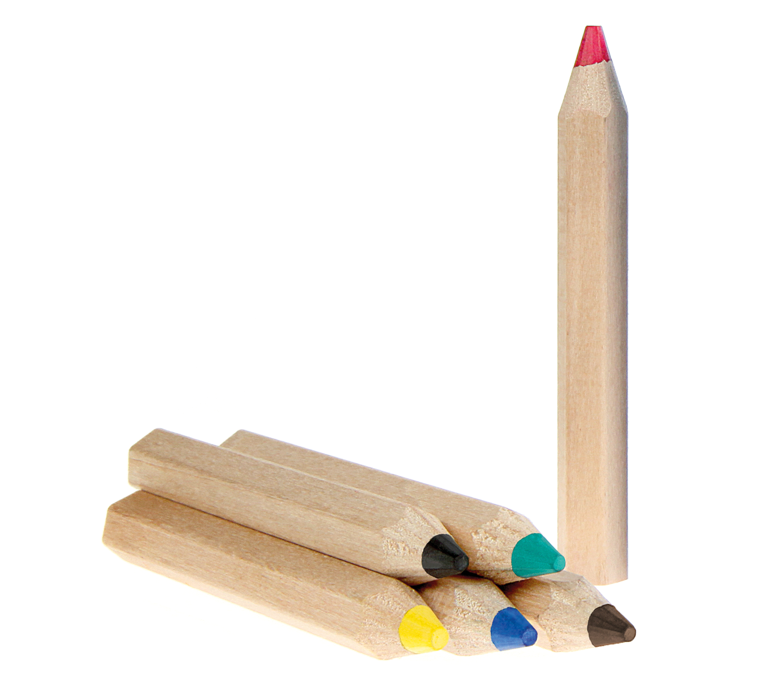 Colored pencil set - 6 short colored jumbo pencils natural - 2611