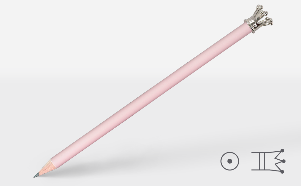 Bleistift, Rosa, Blei, Holzbleistift mit Radierer, Krone Spitze