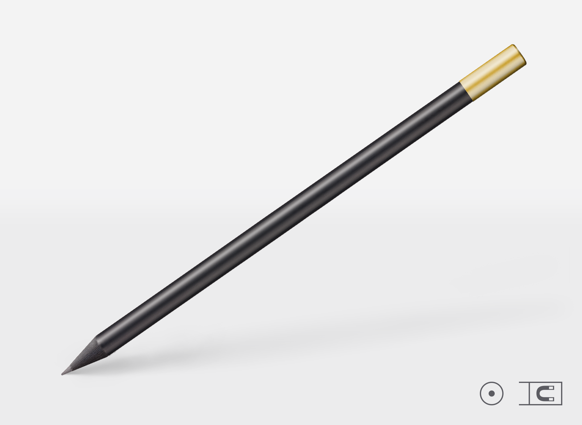 Bleistift 0214, schwarz, rund, Magnetkappe Gold