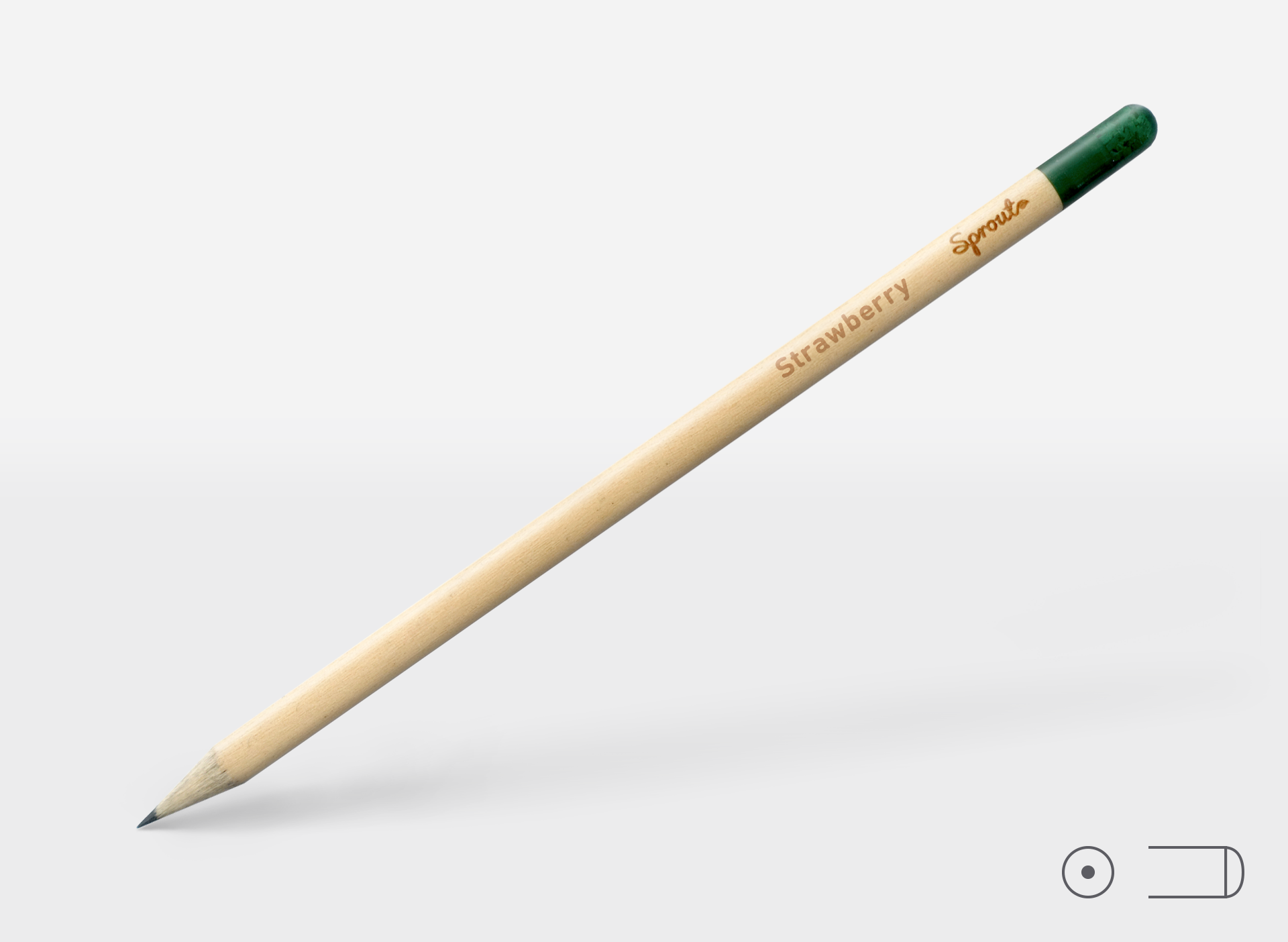 Bleistift, Holzstift, Grünner Radiergummi, Strawberry-Straw, Spitzers