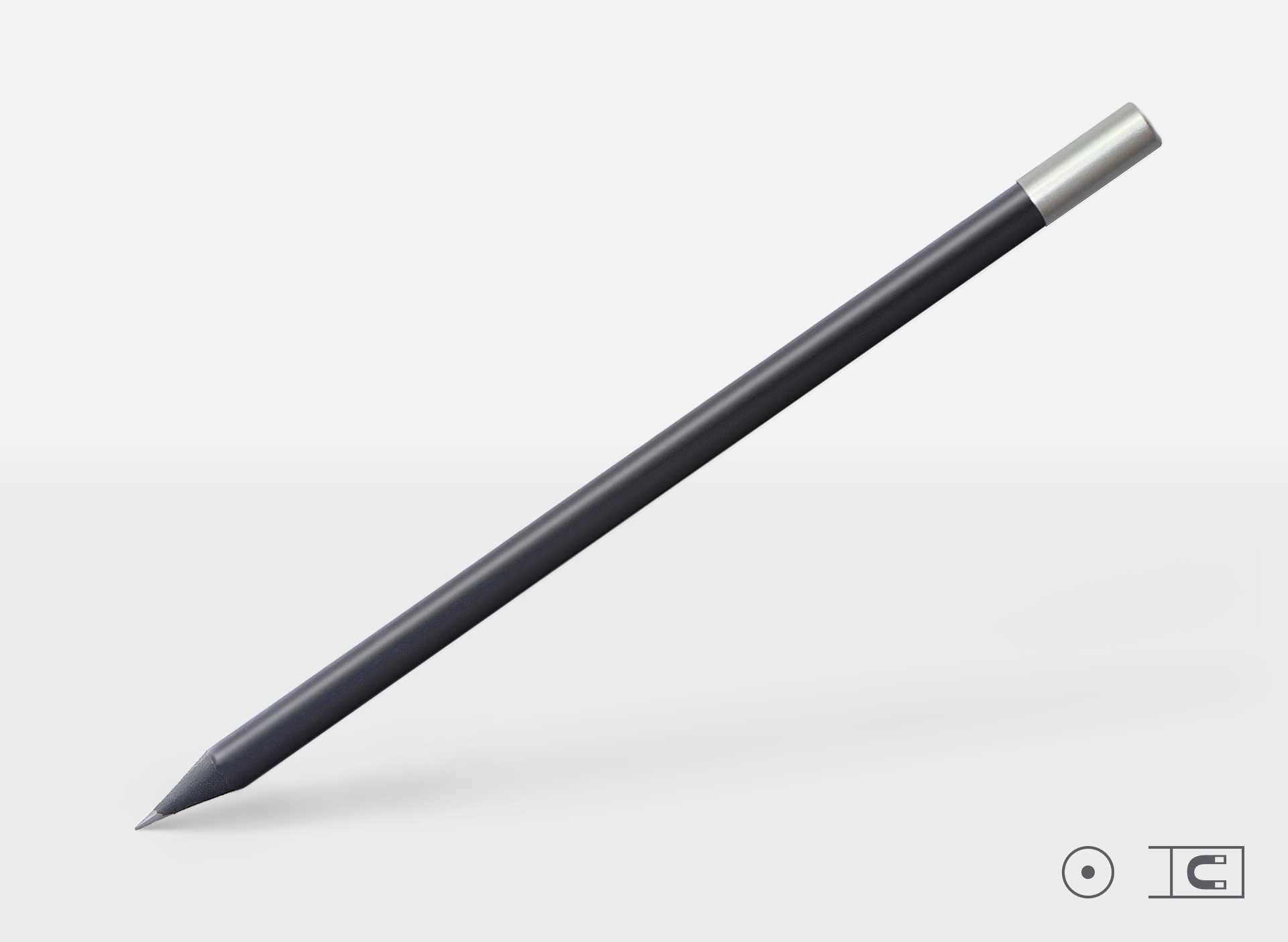 Bleistift 0214, schwarz, rund, Magnetkappe silber