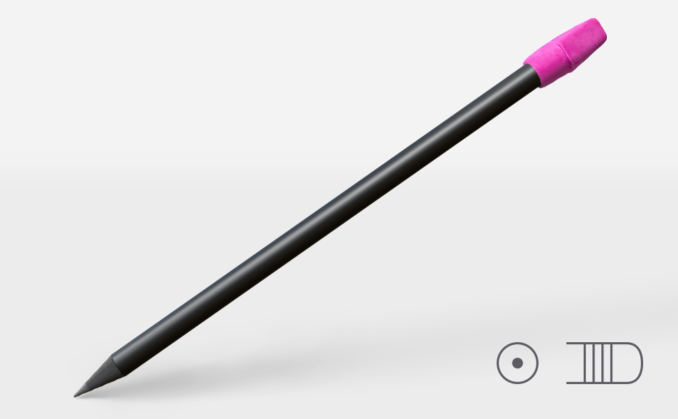 Potlood 2620, mat zwart, HB, rond, roze opsteekgum