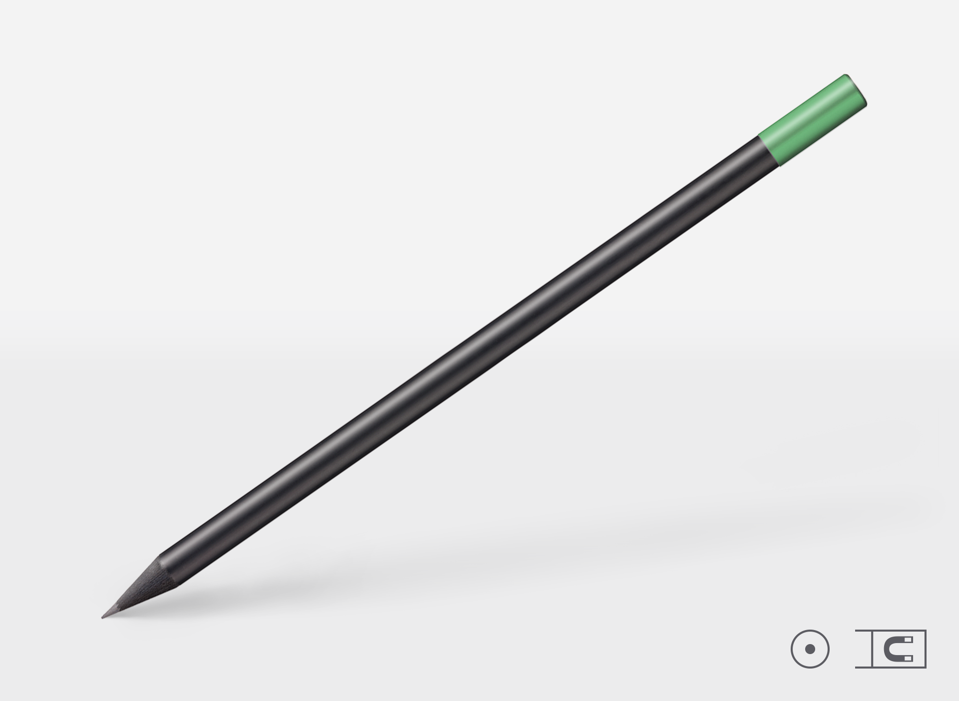 Bleistift 0214, schwarz, rund, Magnetkappe grün