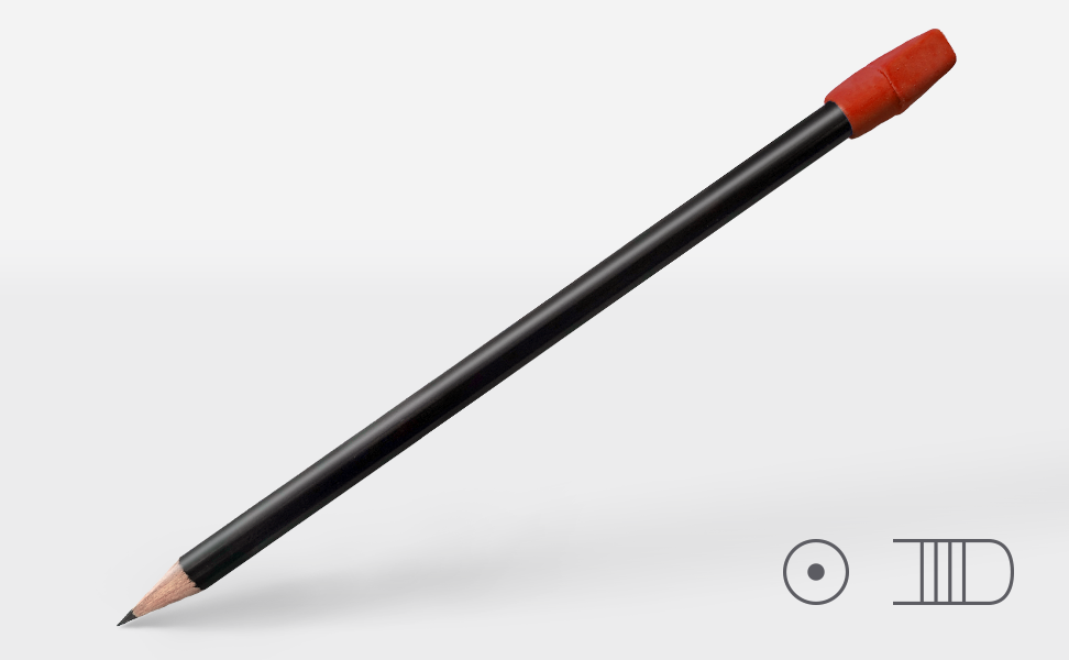 Bleistift 2622, schwarz glänzend, 2B, rund, roter Aufsteckradierer Bleistift 2622, schwarz glänzend, 2B, rund, roter Aufsteckradierer