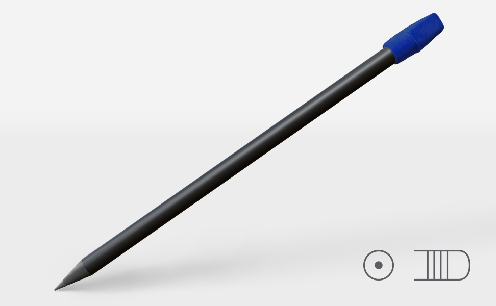 Bleistift 2623, schwarz matt, HB, rund, blauer Aufsteckradierer