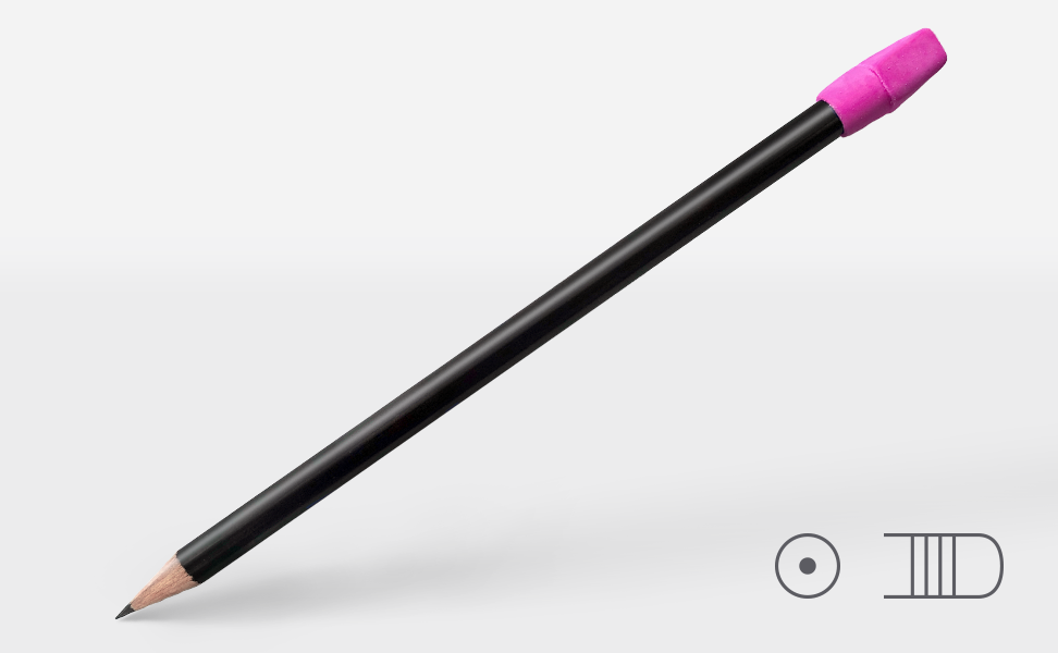 Bleistift 2620, schwarz glänzend, 2B, rund, pinker Aufsteckradierer Bleistift 2620, schwarz glänzend, 2B, rund, pinker Aufsteckradierer