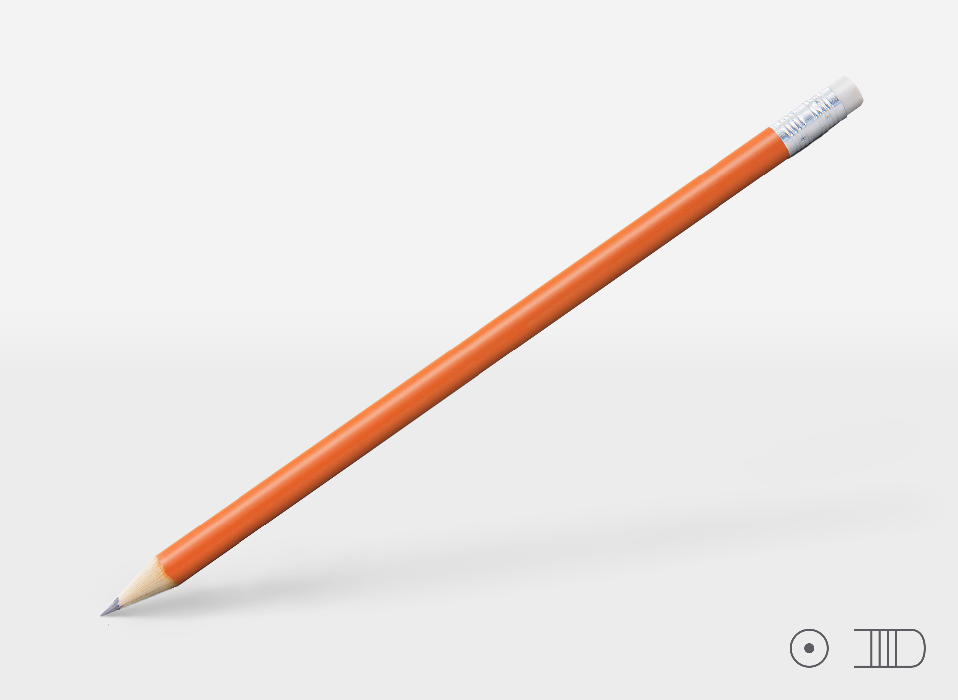 Bleistift 0103, orange, rund, Radiergummi
