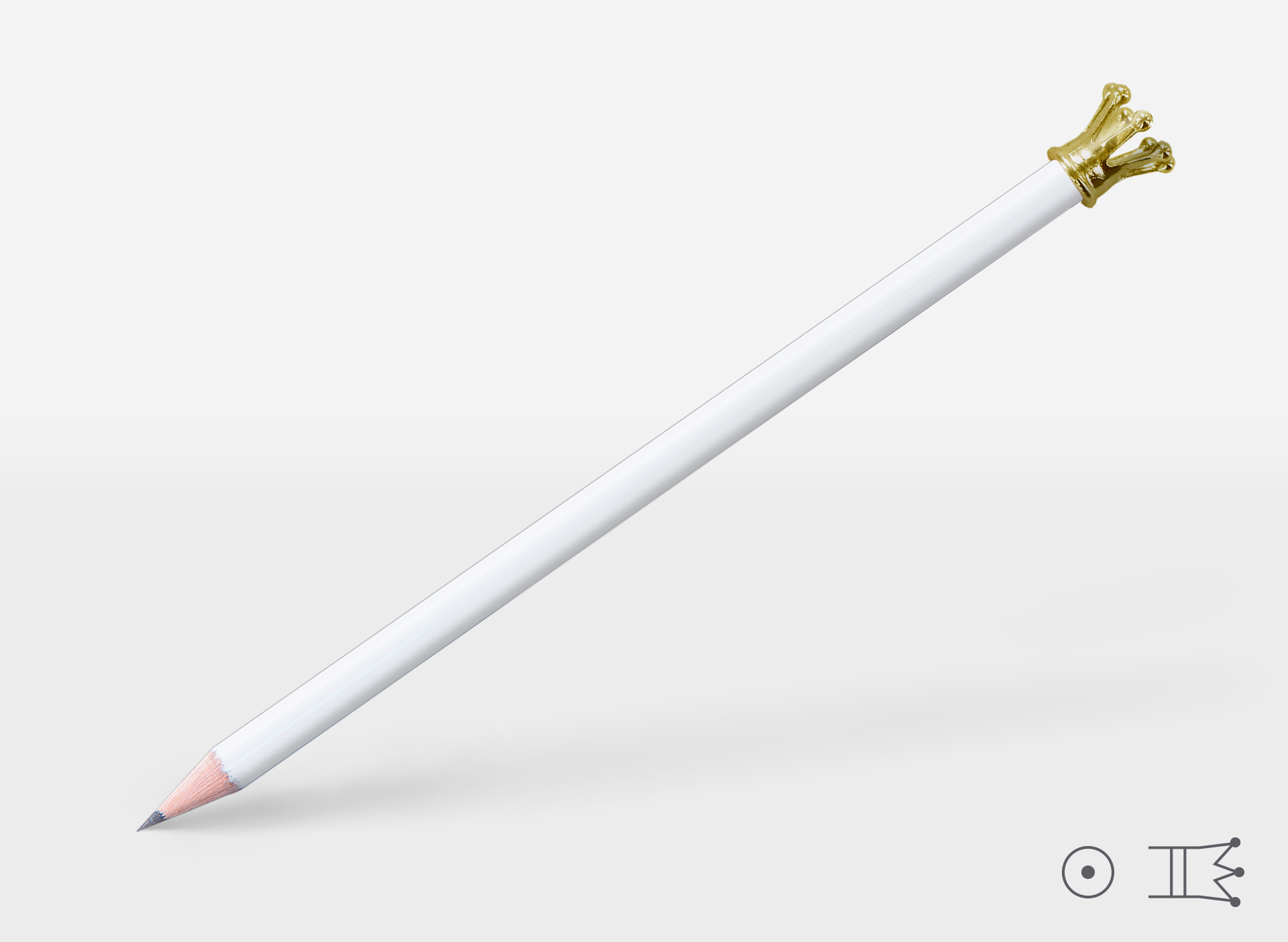 Bleistift, Holzbleistift, Kunststift, weißer Stift, Goldkappenkopf