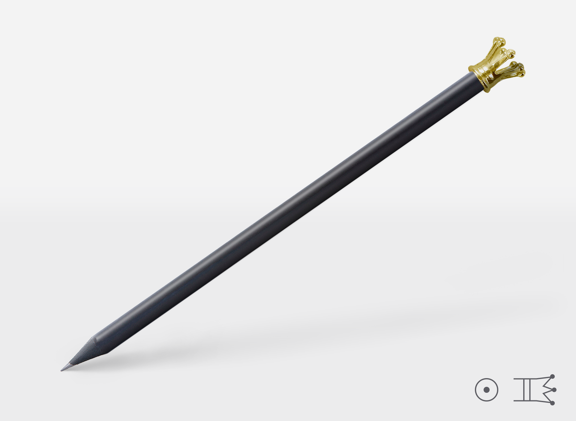 stift, schwarz, blei, diagonal, goldener-kopf