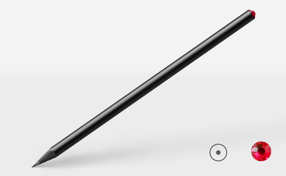 Bleistift 0272, schwarz, rund, Preciosa® Kristall rot Bleistift 0272, schwarz, rund, Preciosa® Kristall rot