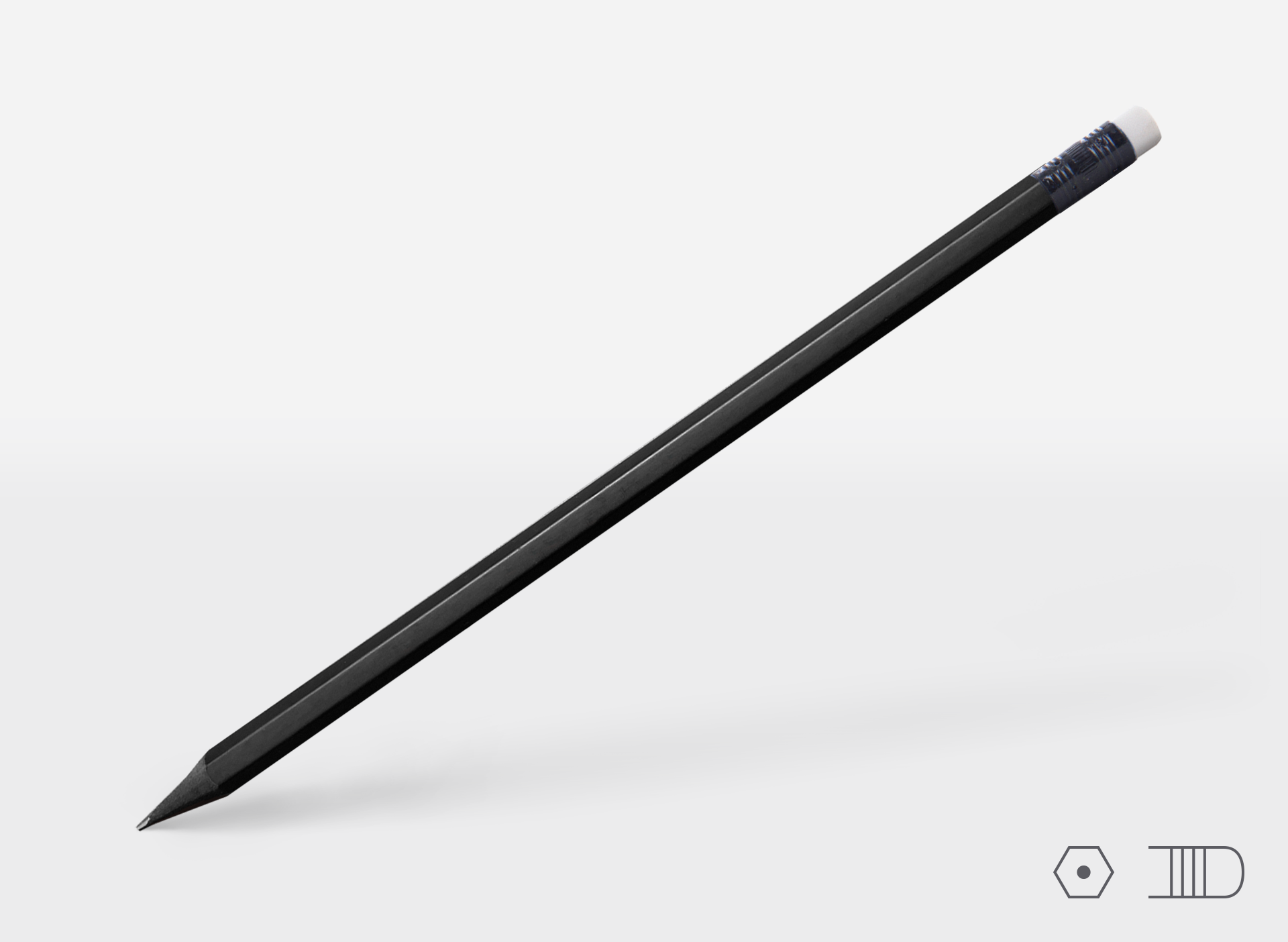 Bleistift 0253 schwarz, sechseckig, Radiergummi weiß