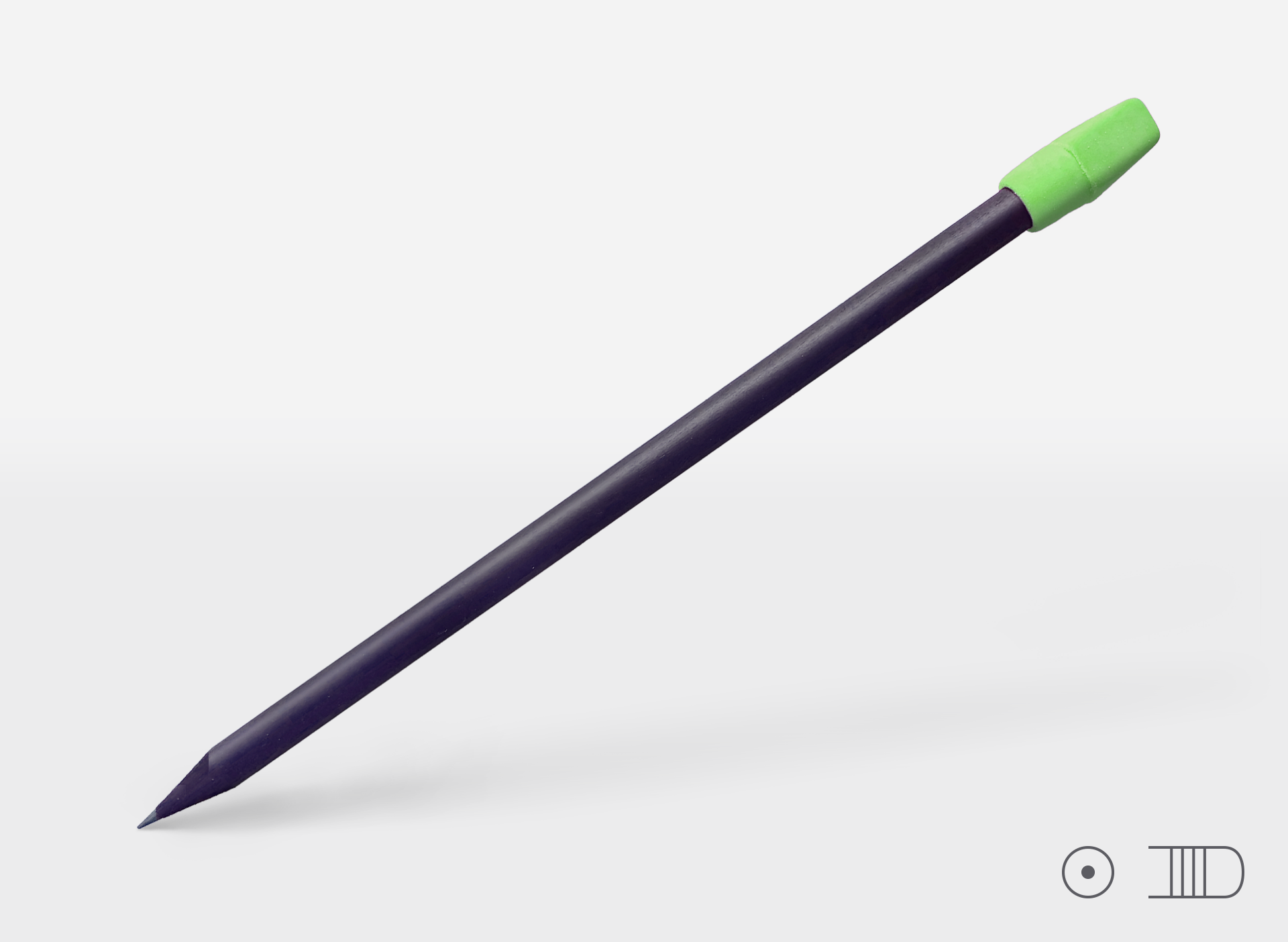 Bleistift 2624, schwarz matt, rund, grüner Aufsteckradierer
