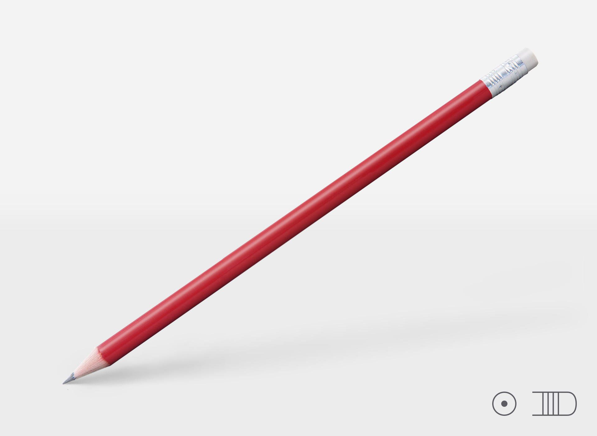 Bleistift 0104, rot, rund, Naturholz, Radiergummi