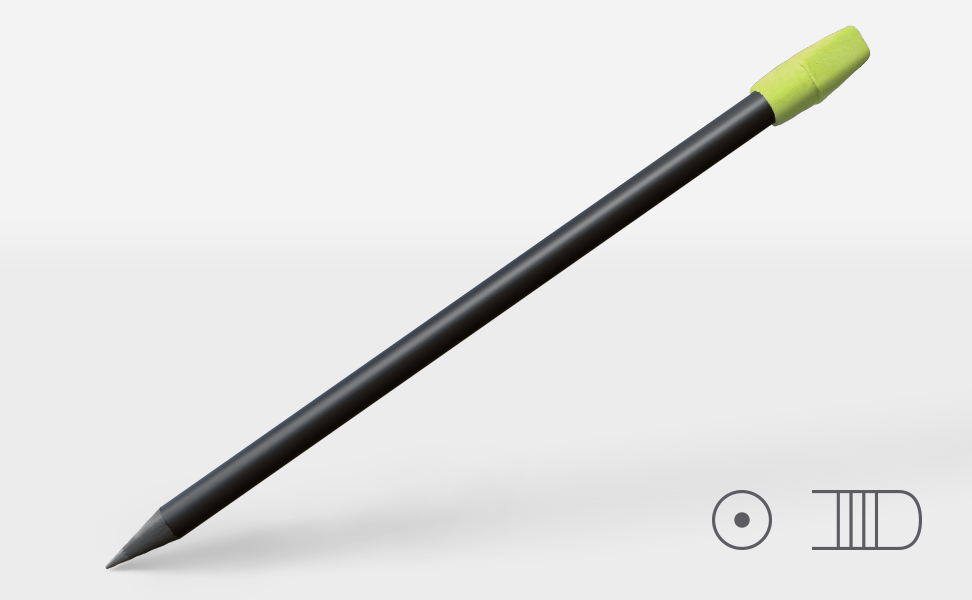 Bleistift 2627, schwarz matt, HB, rund, neon grüner Aufsteckradierer